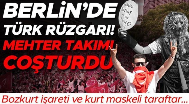 Berlin'de Türk rüzgarı: Mehter Takımı coşturdu! Bozkurt işareti ve kurt maskeli taraftar...